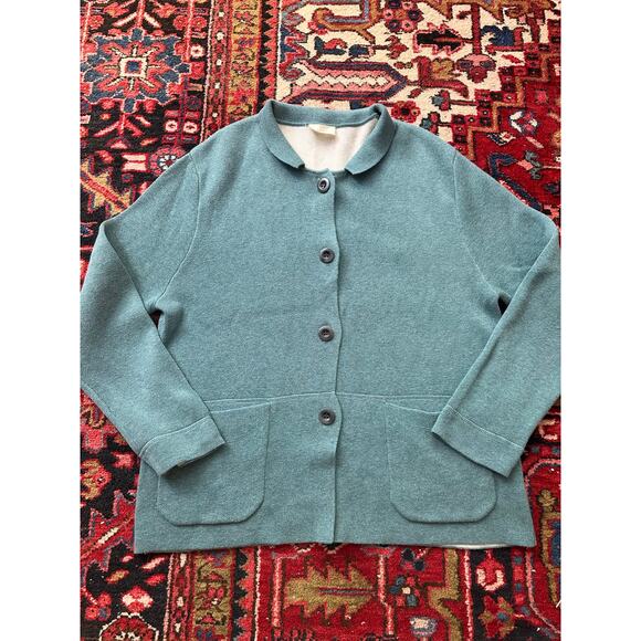 Poetry Organic Cotton Collared Cardigan Jacket Button Up Aqua Blue Size 6/Small - Picture 1 of 8